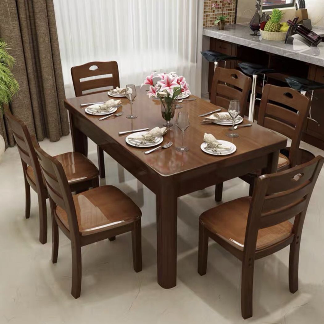 Standard Solid Wood Top Dining Set with 4 Dark Brown Wood Legs for Dining Furniture Clearhalo 'Dining Room Sets' 'Dining Tables & Seating' 'dining_room_set' 'furn' 'furn_dining_room_set' 'Furniture' 'furniture_dining_room_set' 'Kitchen & Dining Furniture' 'kitchen&dining_furn' 'kitchen' 1200x1200_c40cbaae-b7ab-46a1-9b52-6e5eabc17105