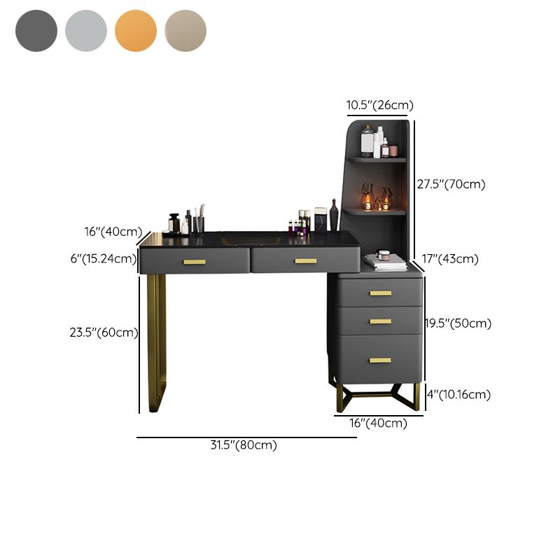 Descrito de maquillaje de tocador de pizarra de 5 cavernas con estantes de almacenamiento - 51.2 "H