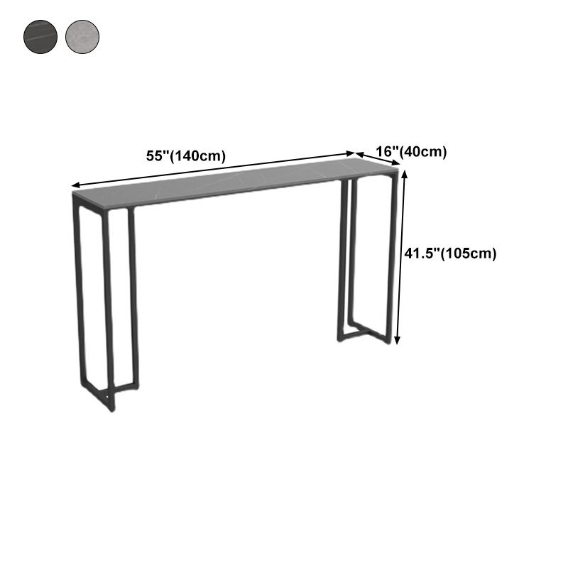 Stone Bar Dining Table Industrial Rectangle Bar Table with Black Base Clearhalo 'Bar Furniture' 'Bar Tables' 'bar_tables' 'furn' 'furn_bar_tables' 'Furniture' 'furniture_bar_tables' 'Kitchen & Dining Furniture' 1200x1200_c40cd51e-7237-4d1e-b2b7-bb71a62f7bcd
