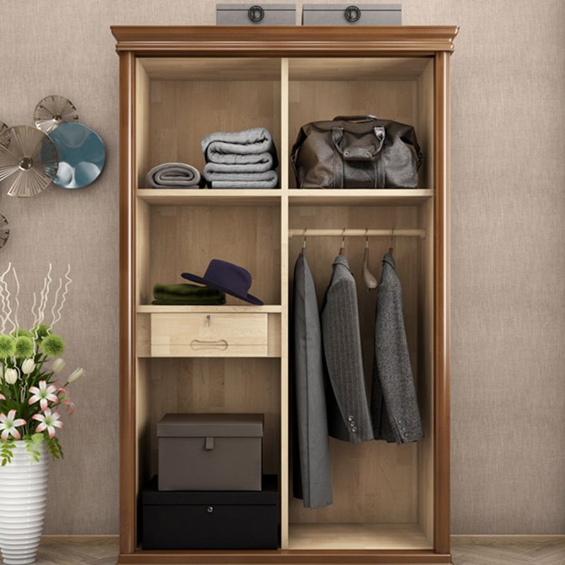 Armario tradicional de armario de madera maciza Armtile con estantes