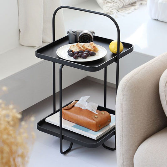 Square End Side Table X-base End Table with Shelves and Tray Top Clearhalo 'Coffee & Accent Tables' 'End & Side Tables' 'end_side_tables' 'furn' 'furn_end_side_tables' 'Furniture' 'Living Room Furniture' 1200x1200_c40de329-9264-44ff-97e1-232272407352