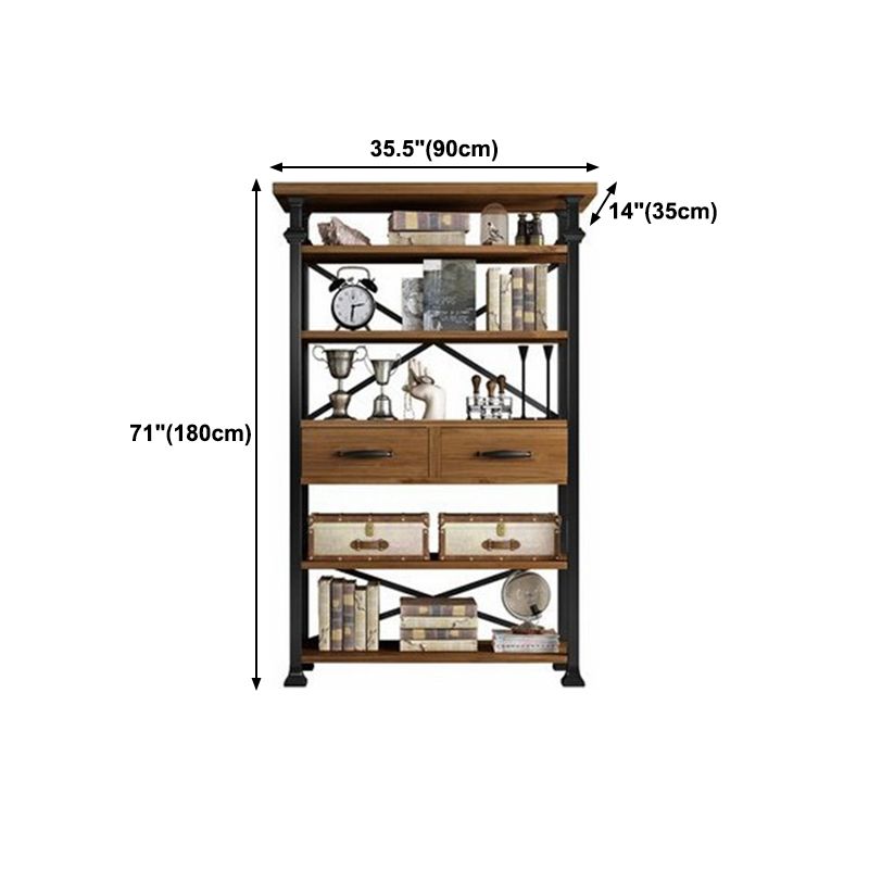 Solid Wood Bookshelf Industrial Style Open Back Bookcase for Home Office Clearhalo 'Bookcases' 'furn' 'furn_bookcases' 'Furniture' 'furniture_bookcases' 'Office Furniture' 1200x1200_c40df8b3-174a-4819-8db3-ef91b5628501