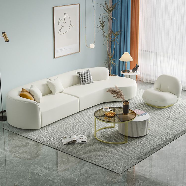 Zeitgenössisches Kunstleder -Sektionssofa mit kindem Rücken in massivem Holz