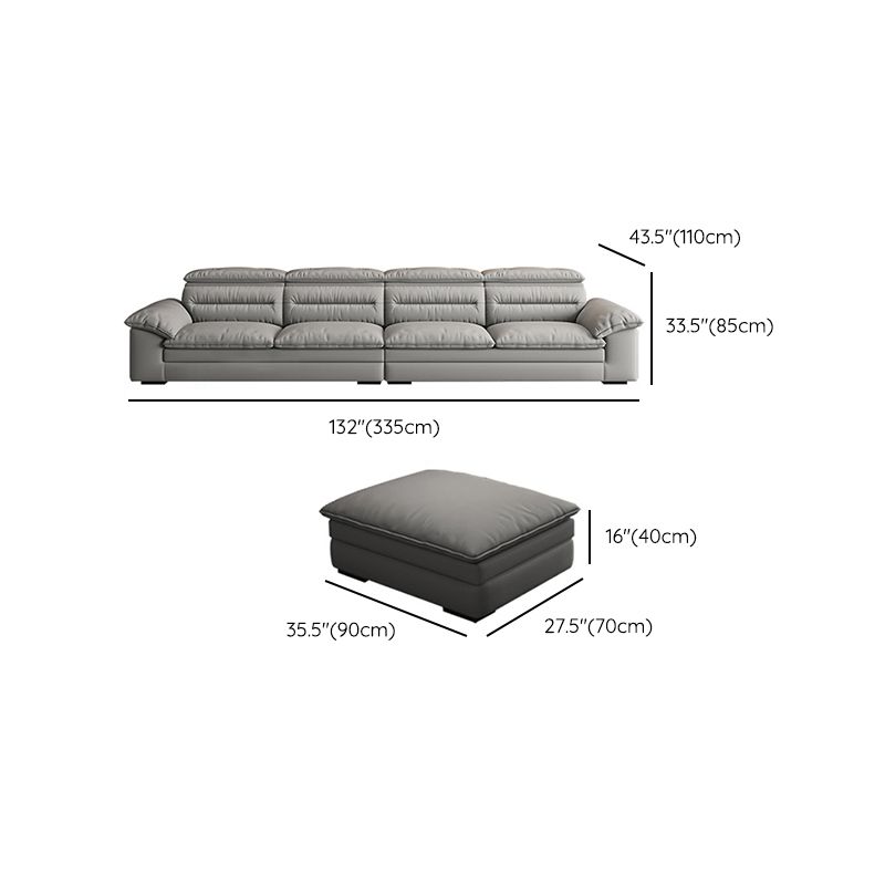 Contemporary Faux Leather Light-grey Sewn Pillow Back Pillow Top Arm Sofa