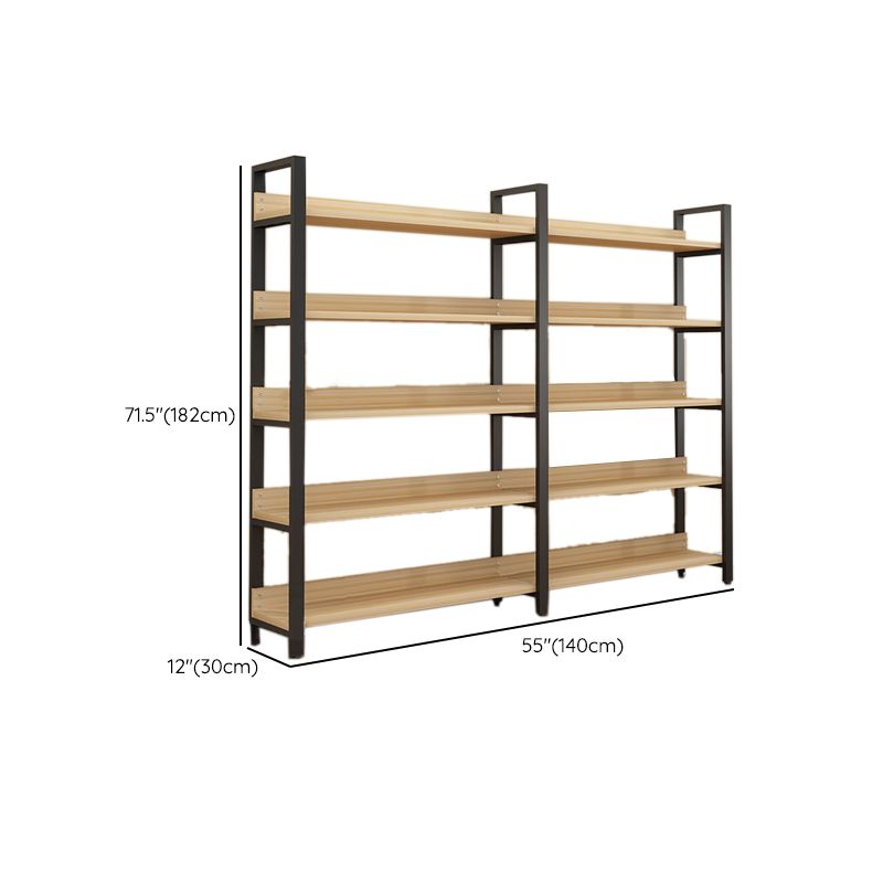 Metal and Wooden Shelf Bookcase Open Modern Brown Book Shelf for Office Clearhalo 'Bookcases' 'furn' 'furn_bookcases' 'Furniture' 'Office Furniture' 1200x1200_c40f68f5-e822-4ab1-96b8-a48480fcda84