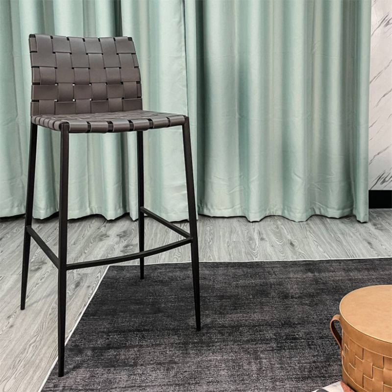 Modern Backrest Bar Stool Leather Counter Stool for Living Room Clearhalo 'Bar Furniture' 'Bar Stools' 'bar_stools' 'furn' 'furn_bar_stools' 'Furniture' 'Kitchen & Dining Furniture' 1200x1200_c40fe0a8-e0e0-4a60-9d9f-0aed88aacd96