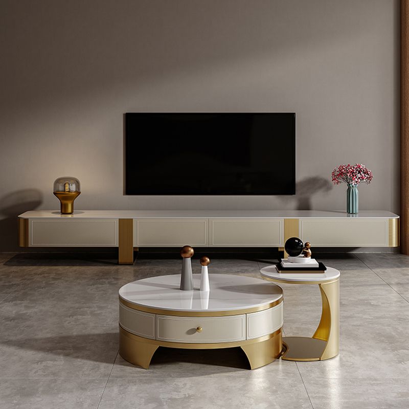 Glam Stone Media Console 4 Drawers TV Stand Console with Metal Legs Clearhalo 'furn' 'furn_tv_stands_entertainment_centers' 'Furniture' 'Living Room Furniture' 'TV Stands & Entertainment Centers' 'TV Stands & Media Storage Furniture' 'tv_stands_entertainment_centers' 1200x1200_c4103866-6031-40a2-924b-0bf1f0c7923a