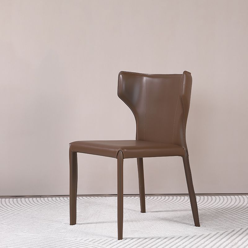Matte Finish Wingback Side Chair Contemporary Dining Chair with Leather Legs