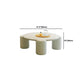 Mesa de cóctel contemporánea de madera redonda, mesa de centro blanca de 4 patas, 13,8" de alto