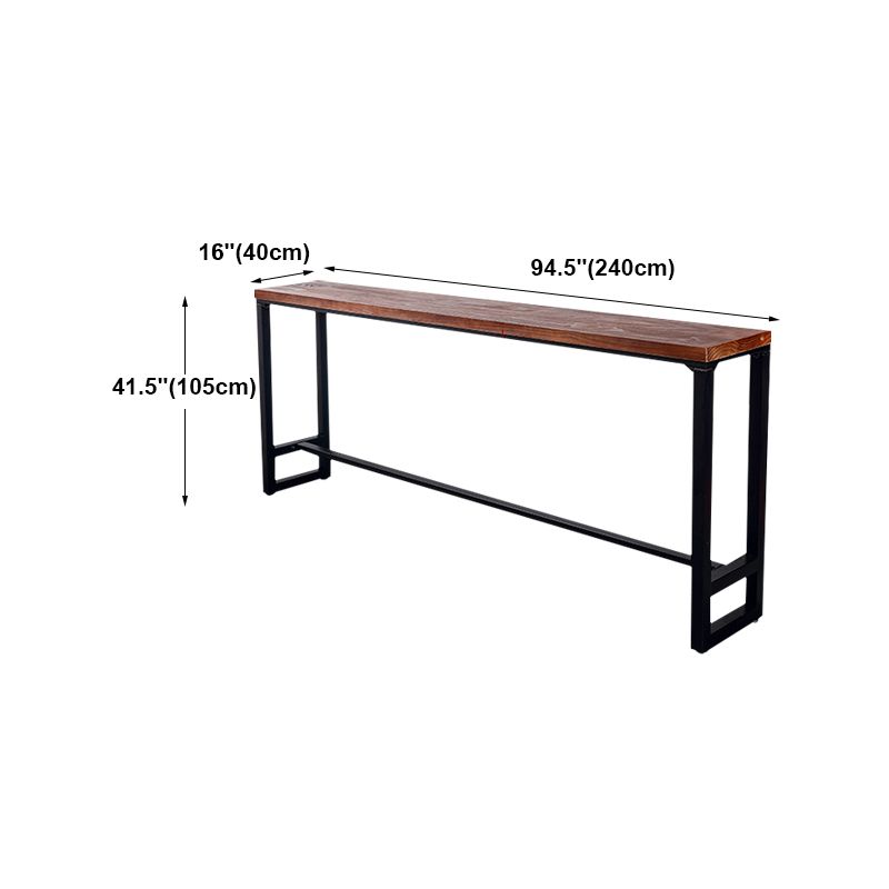 Dark Brown Modern Style Bar Table Solid Wood and Iron Coffee Shop Bar Table Clearhalo 'Bar Furniture' 'Bar Tables' 'bar_tables' 'furn' 'furn_bar_tables' 'Furniture' 'furniture_bar_tables' 'Kitchen & Dining Furniture' 1200x1200_c412a219-23dc-4194-b5ce-ea56e5912ecf
