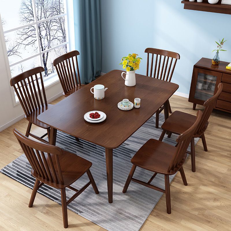 Modern Style Solid Wood Dining Set with Rectangle Shape Table and 4 Legs Base Clearhalo 'Dining Room Sets' 'Dining Tables & Seating' 'dining_room_set' 'furn' 'furn_dining_room_set' 'Furniture' 'furniture_dining_room_set' 'Kitchen & Dining Furniture' 'kitchen&dining_furn' 'kitchen' 1200x1200_c413d7d3-5f11-4309-8ddb-171a0626c4bb