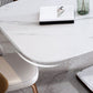 Modern Sintered Stone Dining Table Set 1/2/3/5/7 Pieces Dining Set with Pedestal Base Clearhalo 'Dining Room Sets' 'Dining Tables & Seating' 'dining_room_set' 'furn' 'furn_dining_room_set' 'Furniture' 'Kitchen & Dining Furniture' 1200x1200_c417e5ab-9b8f-4e83-a64a-7a7df0321428