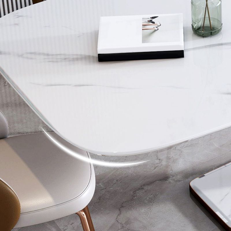 Modern Sintered Stone Dining Table Set 1/2/3/5/7 Pieces Dining Set with Pedestal Base Clearhalo 'Dining Room Sets' 'Dining Tables & Seating' 'dining_room_set' 'furn' 'furn_dining_room_set' 'Furniture' 'Kitchen & Dining Furniture' 1200x1200_c417e5ab-9b8f-4e83-a64a-7a7df0321428