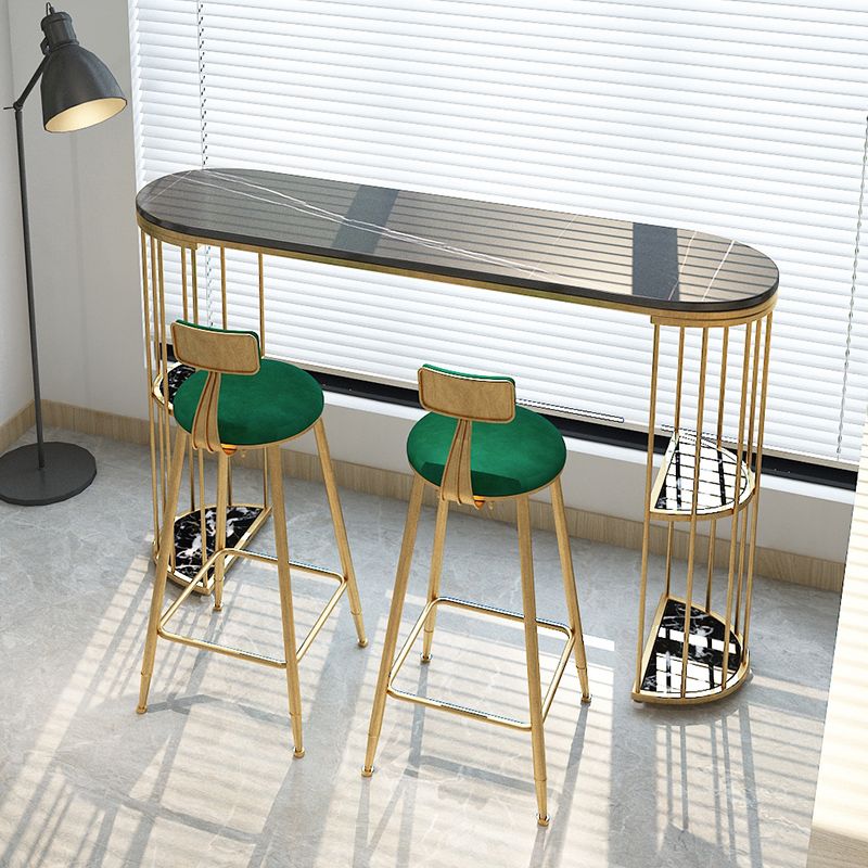 Set da pub fisso stile glam Set da tavolo da bancone ovale in pietra da 1/3 pezzi