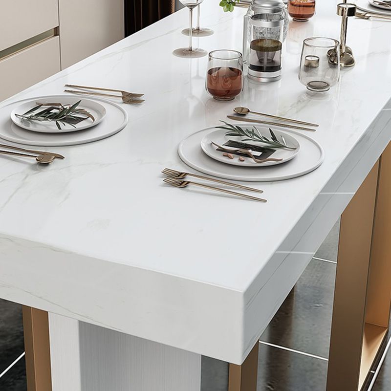 Juego de pub rectangular de estilo contemporáneo Juego de comedor de pub de mármol sintético de 1/5 piezas