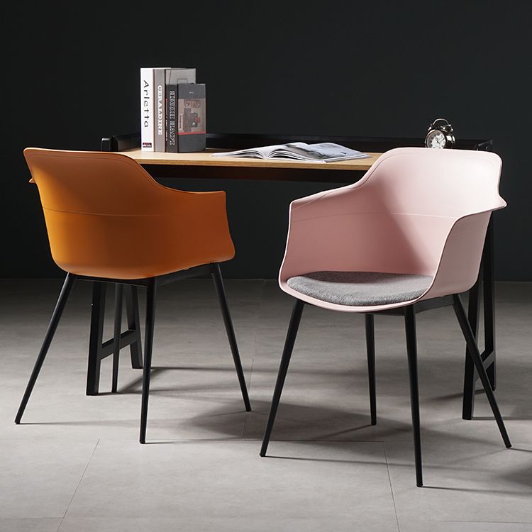 Scandinavian Dining Arm Chair Solid Back Side Chair with 4 Metal Legs for Home Use Clearhalo ' kitchen&dining_furn' 'Dining Chairs' 'Dining Tables & Seating' 'dining_chair' 'Furniture' 'furniture_dining_chair' 'Kitchen & Dining Furniture' 'kitchen' 1200x1200_c41a2e37-1123-4552-8da1-5d535526cf80