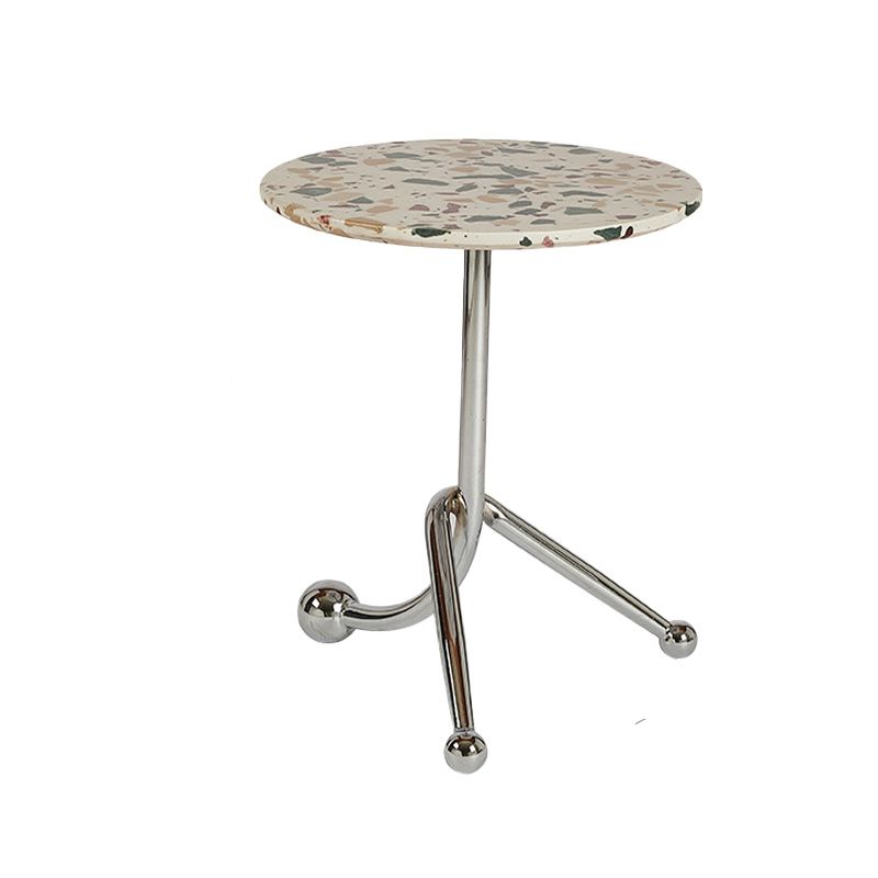 Pedestal Silver Base End Table with Round Top Sofa Side Accent Table Clearhalo 'Coffee & Accent Tables' 'End & Side Tables' 'end_side_tables' 'furn' 'furn_end_side_tables' 'Furniture' 'Living Room Furniture' 1200x1200_c41a5c45-73e4-46b0-a95c-28bd2f7879f6