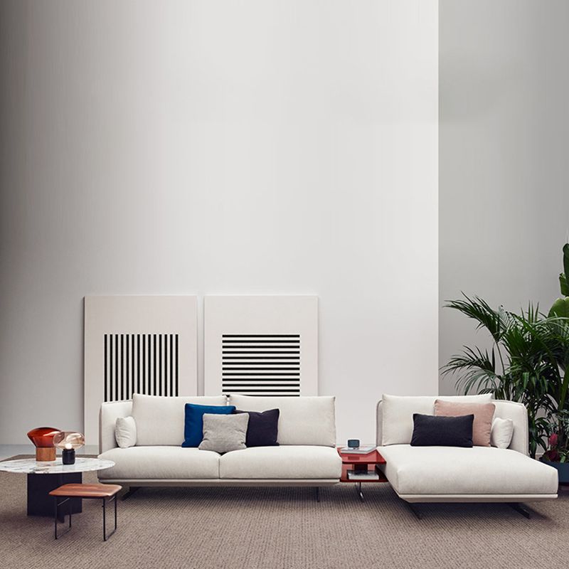 Beige Scandinavische bank/sectionele met vierkante arm voor appartement