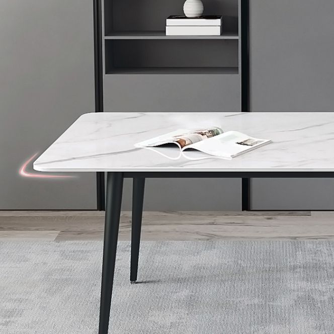 Designer Style White Dining Table Set 1/4/5/7 Pieces Stone and Metal Dinette Set Clearhalo 'Dining Room Sets' 'Dining Tables & Seating' 'dining_room_set' 'furn' 'furn_dining_room_set' 'Furniture' 'Kitchen & Dining Furniture' 1200x1200_c41e573b-9090-4a4a-9884-3e516d846ce5
