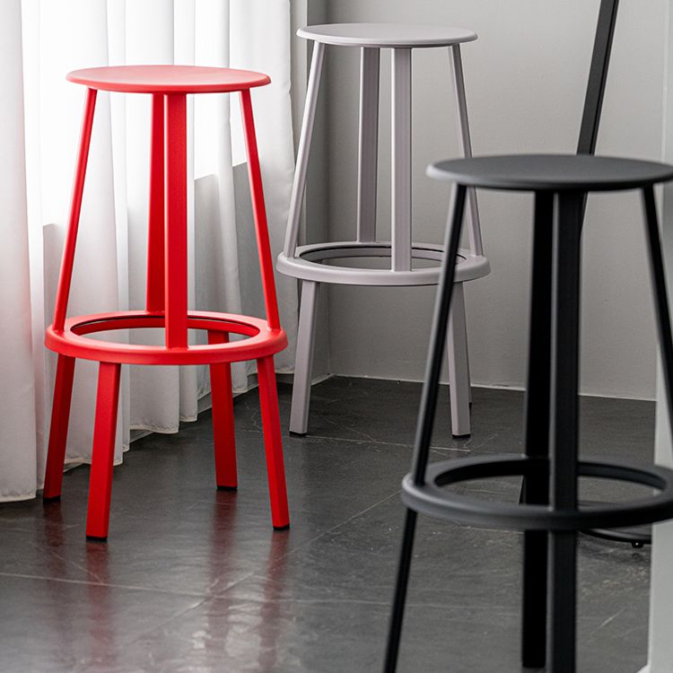 Contemporary Metal Base Backrest Counter High Stool with 4 Legs