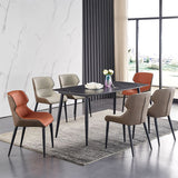 Industrial Wingback Arm Dining Chairs for Home Leather Dining Side Chair