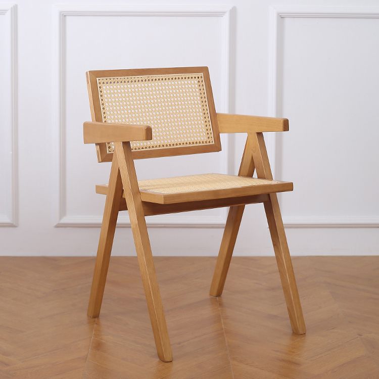 Contemporary Dining Arm Chair Matte Finish Solid Wood Open Back Chair Clearhalo ' kitchen&dining_furn' 'Dining Chairs' 'Dining Tables & Seating' 'dining_chair' 'furn' 'furn_dining_chair' 'Furniture' 'furniture_dining_chair' 'Kitchen & Dining Furniture' 'kitchen' 1200x1200_c42176fa-68a6-44c8-83ac-8e35d2816f05