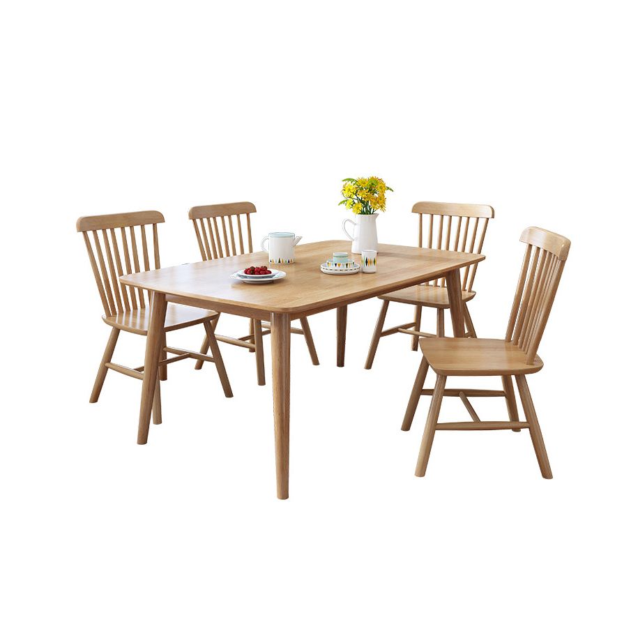 Modern Style Solid Wood Dining Set with Rectangle Shape Table and 4 Legs Base Clearhalo 'Dining Room Sets' 'Dining Tables & Seating' 'dining_room_set' 'furn' 'furn_dining_room_set' 'Furniture' 'furniture_dining_room_set' 'Kitchen & Dining Furniture' 'kitchen&dining_furn' 'kitchen' 1200x1200_c422816f-4567-40d8-aea6-4c0db1ef9aa3