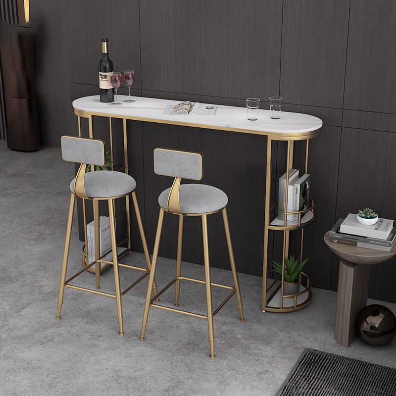 Double Storage Base Bar Dining Table Modern Oval Bar Dining Table Clearhalo 'Bar Furniture' 'Bar Tables' 'bar_tables' 'furn' 'furn_bar_tables' 'Furniture' 'Kitchen & Dining Furniture' 1200x1200_c422dd9a-961e-4607-8c36-7ac63ecb9aef