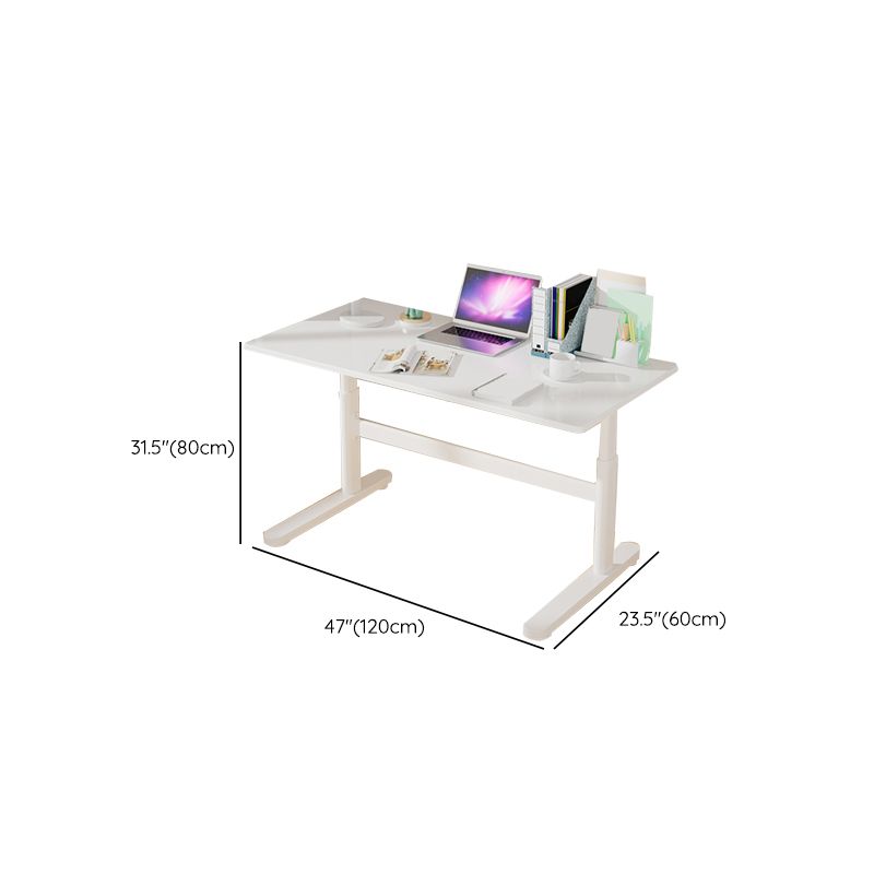 Contemporary Adjustable Height Writing Desk White T-shape Base Office Desk Clearhalo 'furn' 'furn_office_desk' 'Furniture' 'Office Desks' 'Office Furniture' 'office_desk' 1200x1200_c424f095-246d-4d86-b370-4bbeaa5c621b
