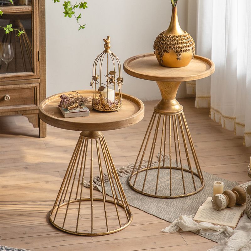 丸いトレイトップサイドテーブル鉄台座エンドテーブル - 苦しめられた表面処理