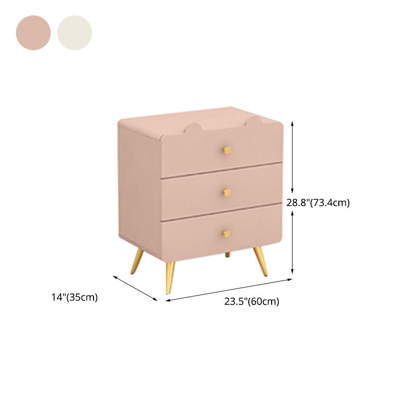 Commode de chambre blanche et rose, coffre de rangement en bois de style moderne avec plusieurs tiroirs