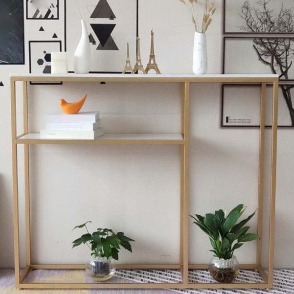 Tabella della console in marmo glam da 12 "W tavolo accento per la cornice resistente alle macchie per Hall