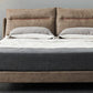 Espresso Down Panel Bed Contemporary Standard Bed with Upholstered Headboard
