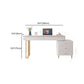 Modern Stone Office Desk Rectangular Shape Task Desk with 5-Drawers in White