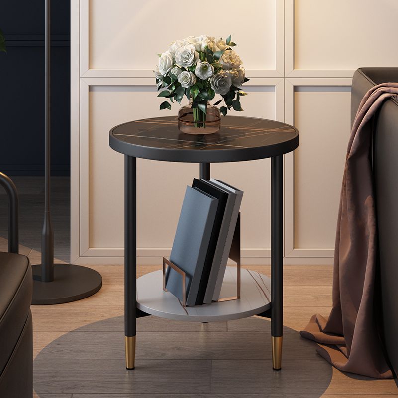 3 benen leisteen bijzettafel rondom minimalistische dubbele laag eindtafel