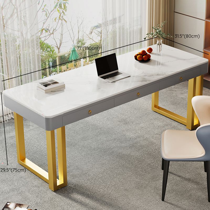 Rectangle Stone Top Office Desk Glam Style Writing with Metal Base Desk for Office Clearhalo 'furn' 'furn_office_desk' 'Furniture' 'Office Desks' 'Office Furniture' 'office_desk' 1200x1200_c42a452c-d08b-43ef-ade7-35b4056fca24