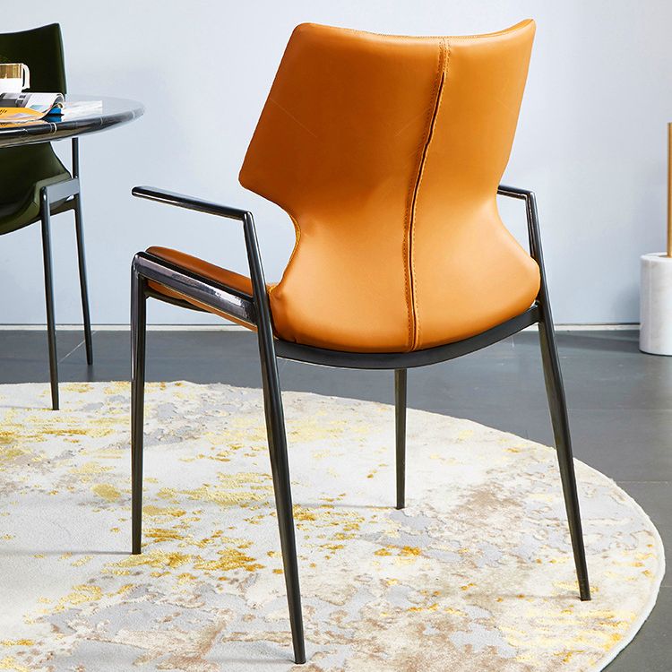 Home Upholstered Arm Dining Chair Faux Leather Wingback Chair Clearhalo 'Dining Chairs' 'Dining Tables & Seating' 'dining_chair' 'furn' 'furn_dining_chair' 'Furniture' 'Kitchen & Dining Furniture' 1200x1200_c42a732f-bed7-4a47-b6ad-76f05e26870a