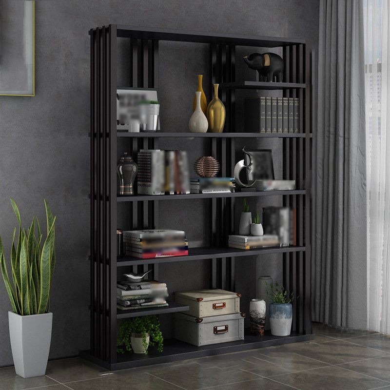 Industrial Style Bookshelf Open Shelf Vertical Metal Shelf with Rectangular Shelves Clearhalo 'Bookcases' 'Furniture' 'furniture_bookcases' 'kitchen' 'kitchen_bookcases' 'Living Room Furniture' 'Office Furniture' 1200x1200_c42ad34f-0abf-407a-a1ff-85b7a152e53f