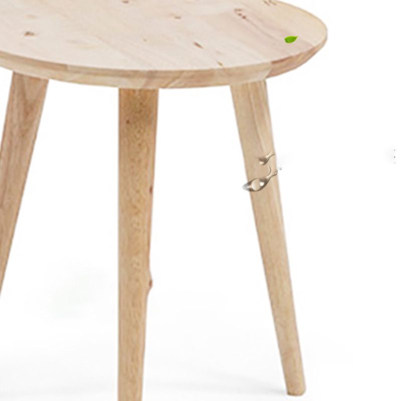 Dia 15.75" Wood Round End Table Natural Nordic 3 Legs Side Table