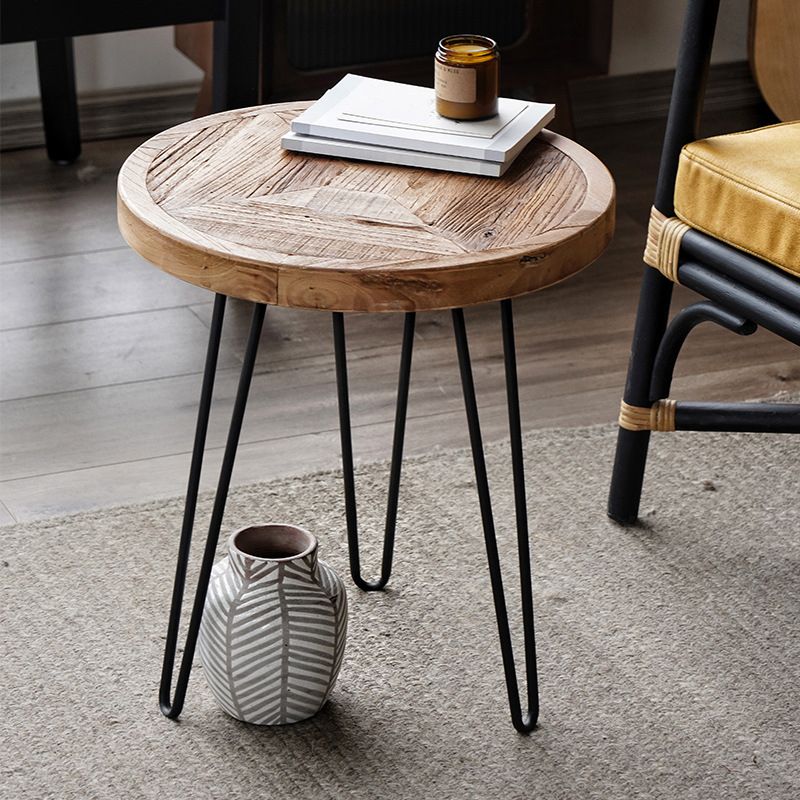 Nordic Style Cocktail Table Brown Elm Wood Top Metal Base Round/square Coffee Table Clearhalo 'Coffee & Accent Tables' 'Coffee Tables' 'coffee_tables' 'furn' 'furn_coffee_tables' 'Furniture' 'furniture_coffee_tables' 'Living Room Furniture' 1200x1200_c42b3fd8-bead-4ea9-b751-542d4788abef