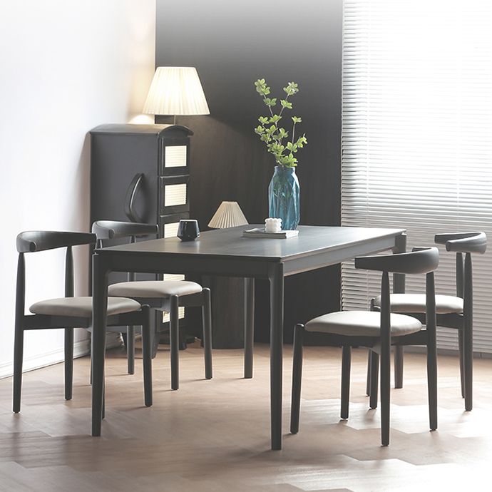 Set da pranzo moderno nero Set da pranzo con gambe in legno rettangolari da 1/2/5 pezzi per interni