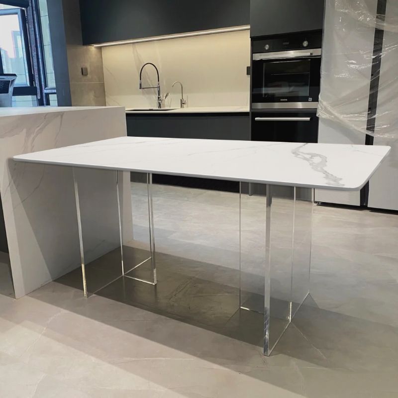 Acrylic Contemporary Rectangular Dining Table Sintered Stone Table for Dining Room and Kitchen Clearhalo ' dining_table' 'Dining Tables & Seating' 'Dining Tables' 'furn' 'furn_dining_table' 'Furniture' 'furniture_dining_table' 'Kitchen & Dining Furniture' 'kitchen&dining_furn' 'kitchen' 'kitchen_dining_table' 1200x1200_c4315409-3598-44d2-8c9b-428a221d5c24