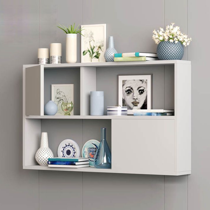 Modern Engineered Wood Bookcase, Geometric Bookshelf for Any Room, 25.5" H