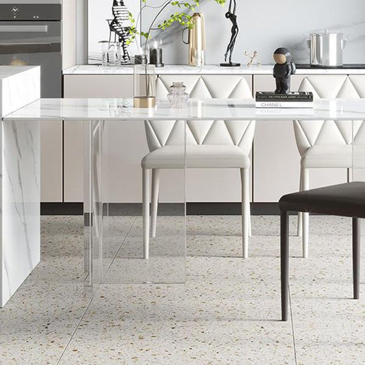 アクリルベースのあるモダンスタイルのダイニングテーブル焼結石長方形テーブル