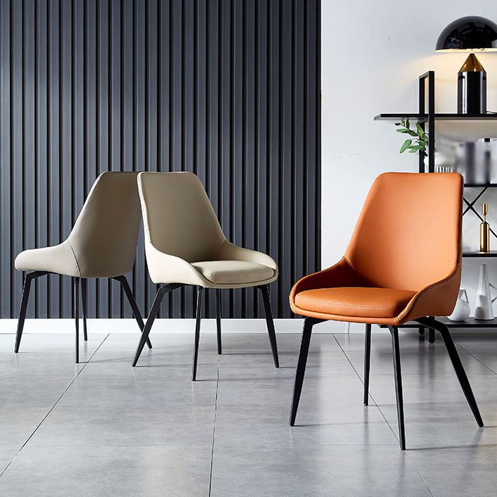 Contemporary Metal Dining Room Chairs Faux Leather Dining Chairs (Set of 4) Clearhalo ' kitchen&dining_furn' 'Dining Chairs' 'Dining Tables & Seating' 'dining_chair' 'Furniture' 'furniture_dining_chair' 'Kitchen & Dining Furniture' 'kitchen' 1200x1200_c4358ba7-b4b7-4d13-8d05-cfde344729d7