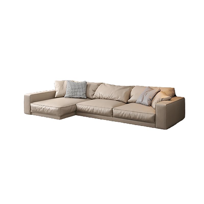 Pillowed Back Cushions Sectional Sofa, Square Arm Sectional Sofa,in Cream22" Clearhalo 'furn' 'furn_sectionals' 'Furniture' 'Living Room Furniture' 'Sectionals' 1200x1200_c438de05-cdd9-4902-a0b9-908eaf8a532c