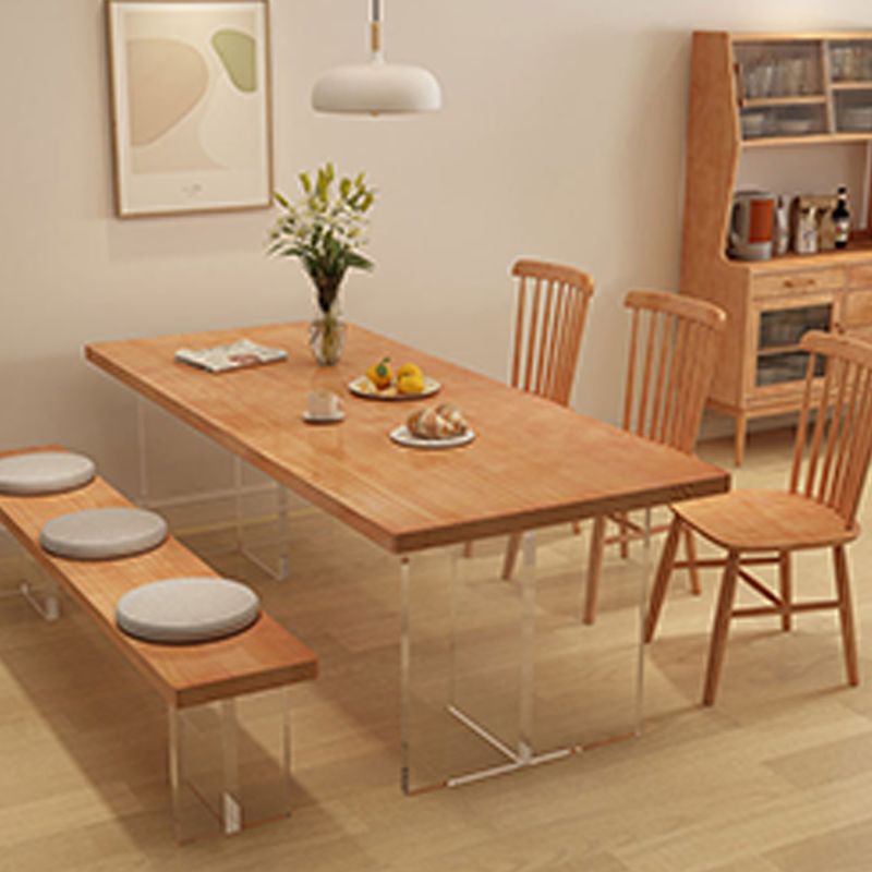 Rectangle Acrylic Base Dining Table Medieval Modern Style Wood Table for Kitchen Clearhalo 'Dining Tables & Seating' 'Dining Tables' 'dining_table' 'furn' 'furn_dining_table' 'Furniture' 'Kitchen & Dining Furniture' 1200x1200_c4399071-714c-49ca-916a-184d1876c03b