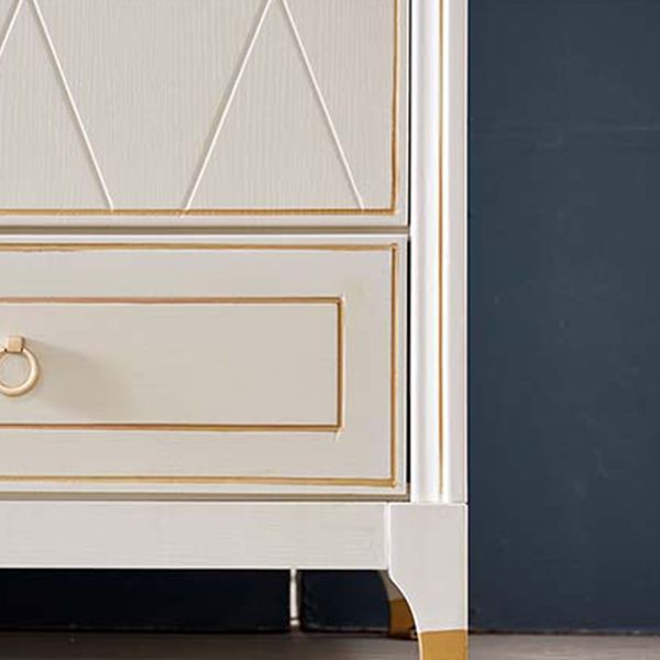 Gabinete de vestuario de madera de goma armario moderno de armario blanco con piernas