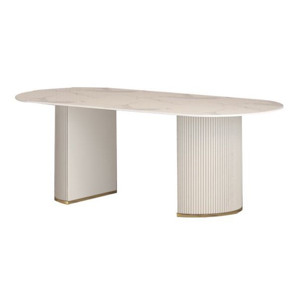 Mesa de comedor de lujo tradicional mesa de comedor ovalado con pedestal doble