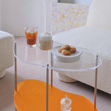 Modern Glass Side Table 4 Legs Double Tier Sofa Corner Table